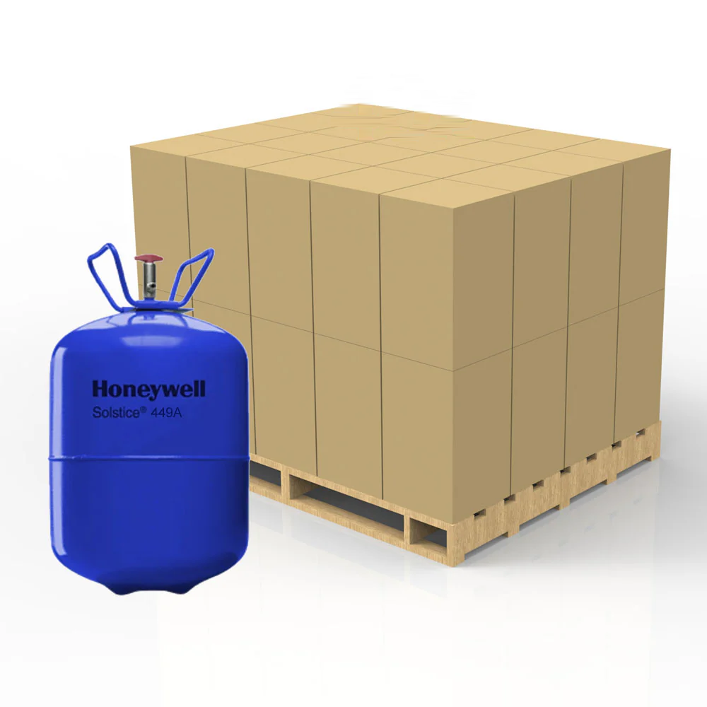 Refrigerant cylinders on a pallet