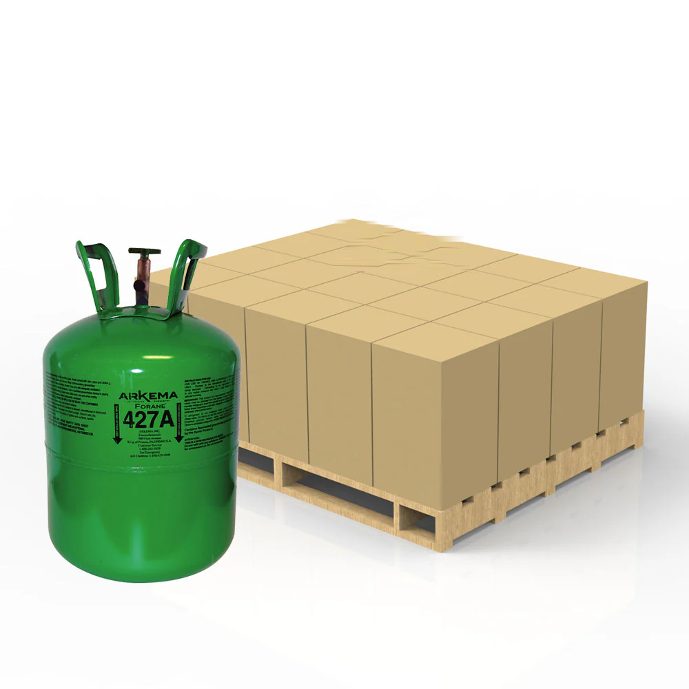 Refrigerant cylinders on a pallet